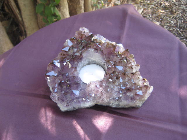 Amethyst Candleholder protection, purification, divine connection, release of addictions 2605